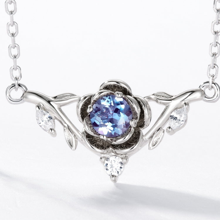 Silver Alexandrite Wing Necklace Women's Style