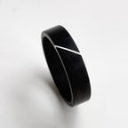 Customized Wooden Wedding Gift - Ebony Ring with Silver Inlay for Couples