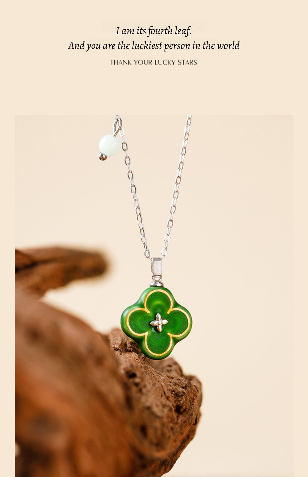 Ceramic Four-Leaf Clover Necklace – 9th Anniversary Gift for Her