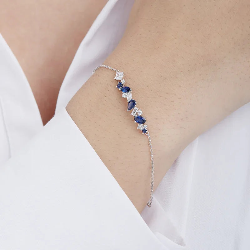 Sapphire S925 Silver Stacked Gem Bracelet - OOAKB