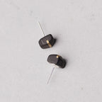 Handmade Ebony Wood & Brass Stud Earrings, reverse and fastening details