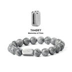 Customized Map Stone & Steel Bracelet - 6th Iron Anniversary Engraved Time Capsule