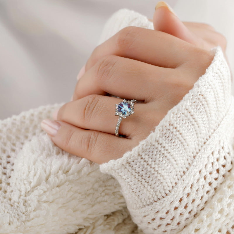 Alexandrite Sunflower Ring Women's Style