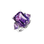 Natural Amethyst Adjustable Open Ring