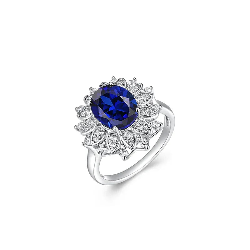 Sapphire Diana-Style Full-Zircon Ring - OOAKB