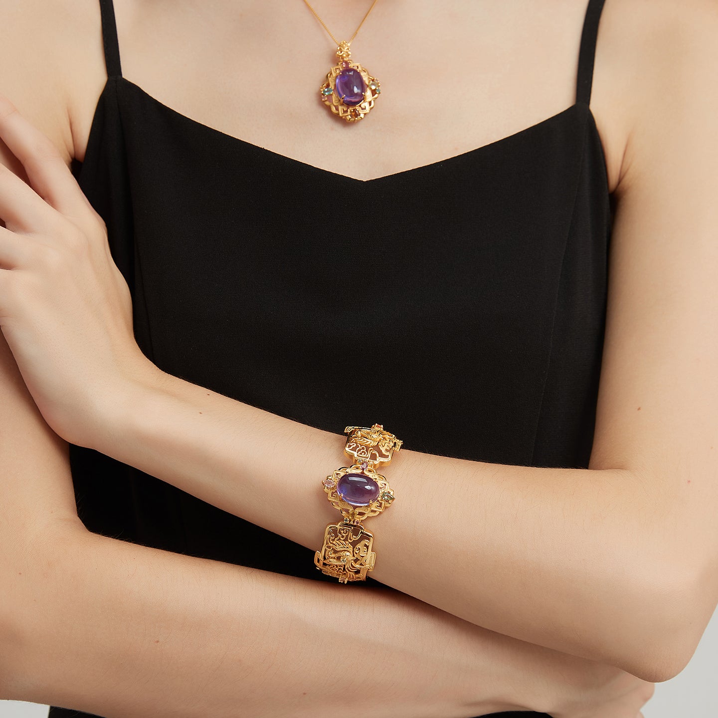 Blossom Series Natural Amethyst Phoenix Bracelet