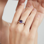 Morning Dew Series Natural Amethyst Adjustable Open Ring