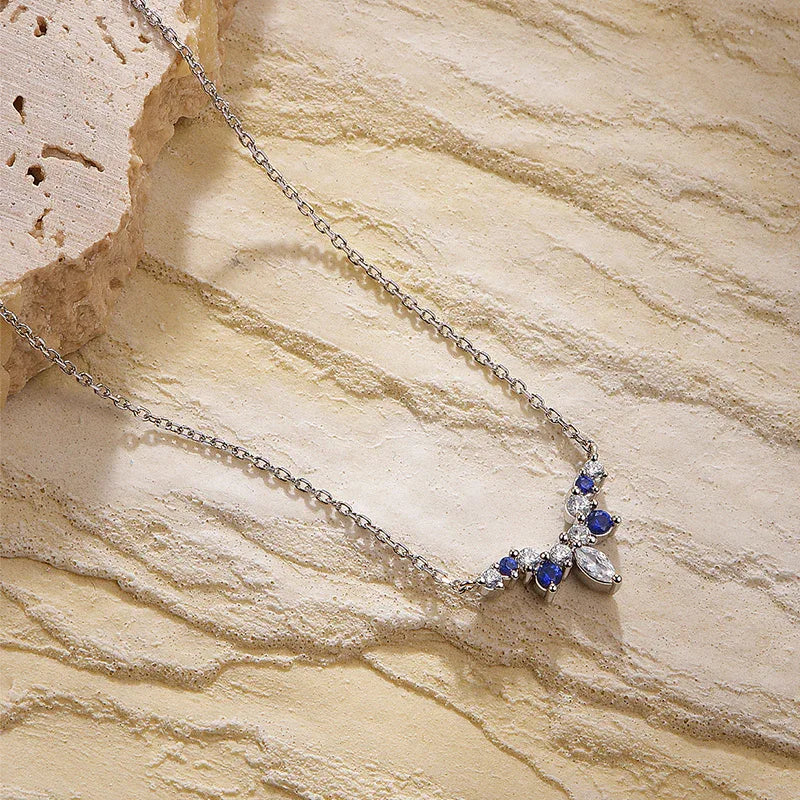 Sapphire S925 Silver Crown-Shape Necklace - OOAKB