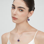 Natural Amethyst Minimalist Temperament Silver Earrings