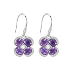 Lucky Clover Series Amethyst Four-Leaf Clover Earrings