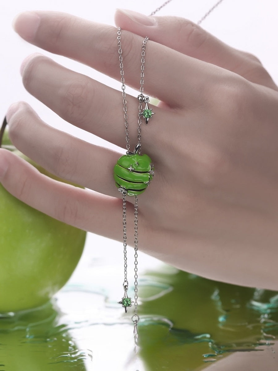 Customized Apple Slice 4th Fruit & Flower Wedding Necklace - Adjustable Engraved