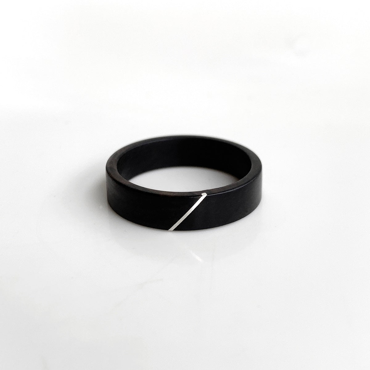 Customized Wooden Wedding Gift - Ebony Ring with Silver Inlay for Couples