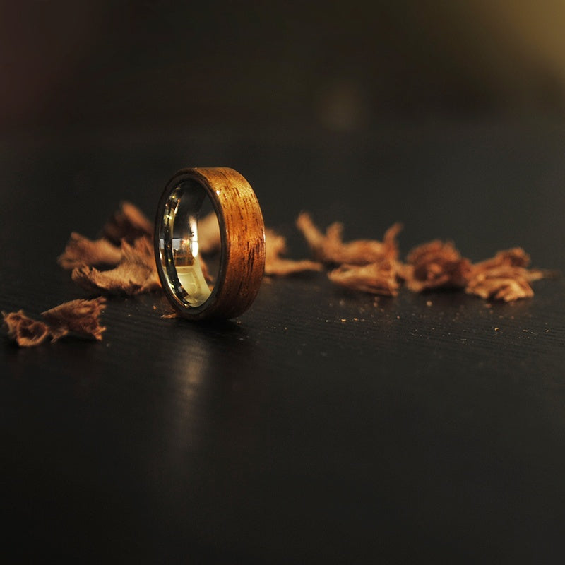 Customized Handcrafted Ebony & Titanium Steel Ring - 5th Anniversary Engraved