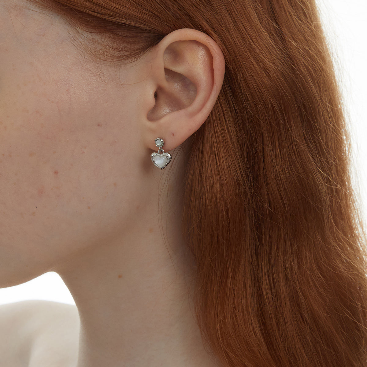 Mother of Pearl Heart-Shaped Pearl Earrings