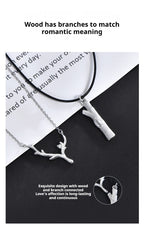 Customized Sterling Silver & Wood Couple Necklace - 5th Anniversary Engraved