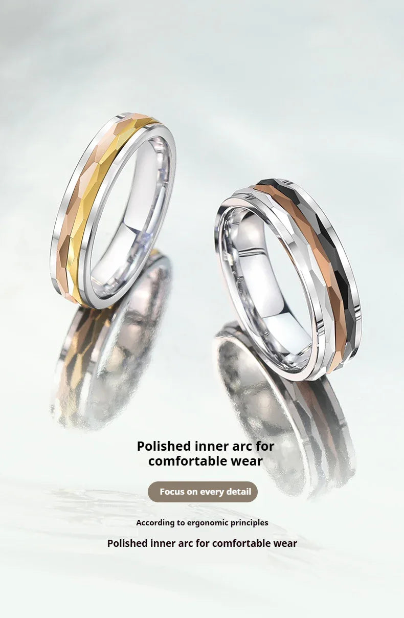 Customized 857 Tungsten Spinner Ring - 6th Iron Anniversary Engraved - OOAKB