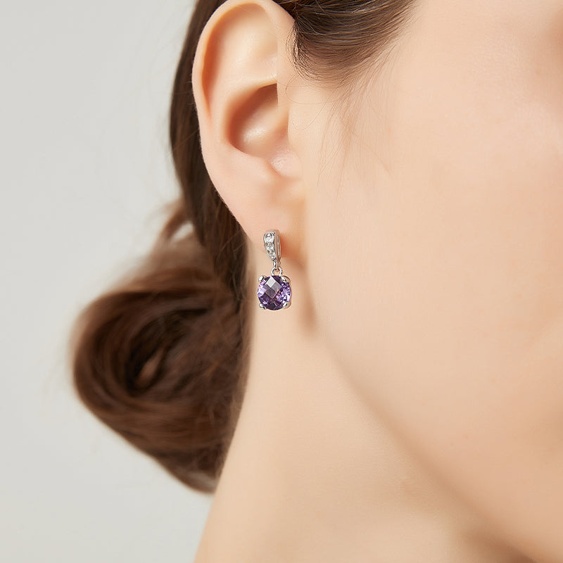 Wisteria Series Natural Amethyst Minimalist Commute Earrings