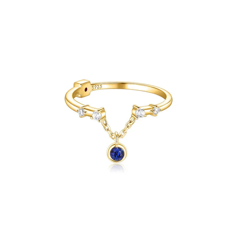 Sapphire S925 Silver Plated 18K Gold Hanging Ring - OOAKB