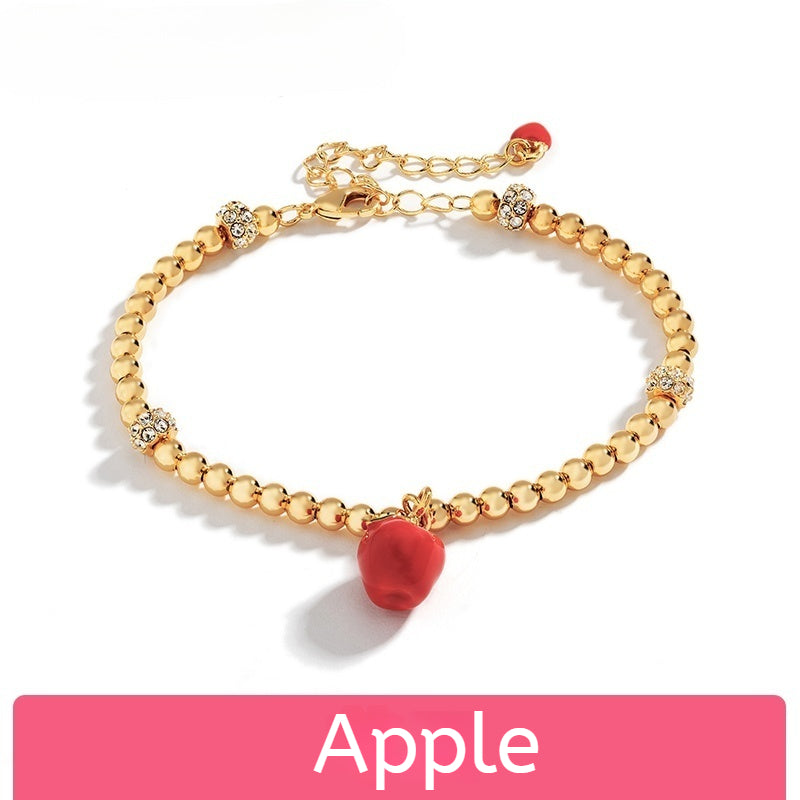 Customized Hand-Painted Enamel Fruit 4th Fruit & Flower Wedding Bracelet - 18K Gold-Plated