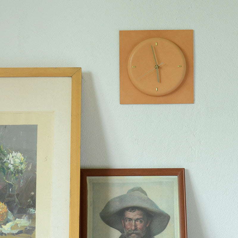 Personalized Full-Grain Leather Wall Clock — Custom Initials & Date | 3 Colors | 3rd Leather Anniversary Gift
