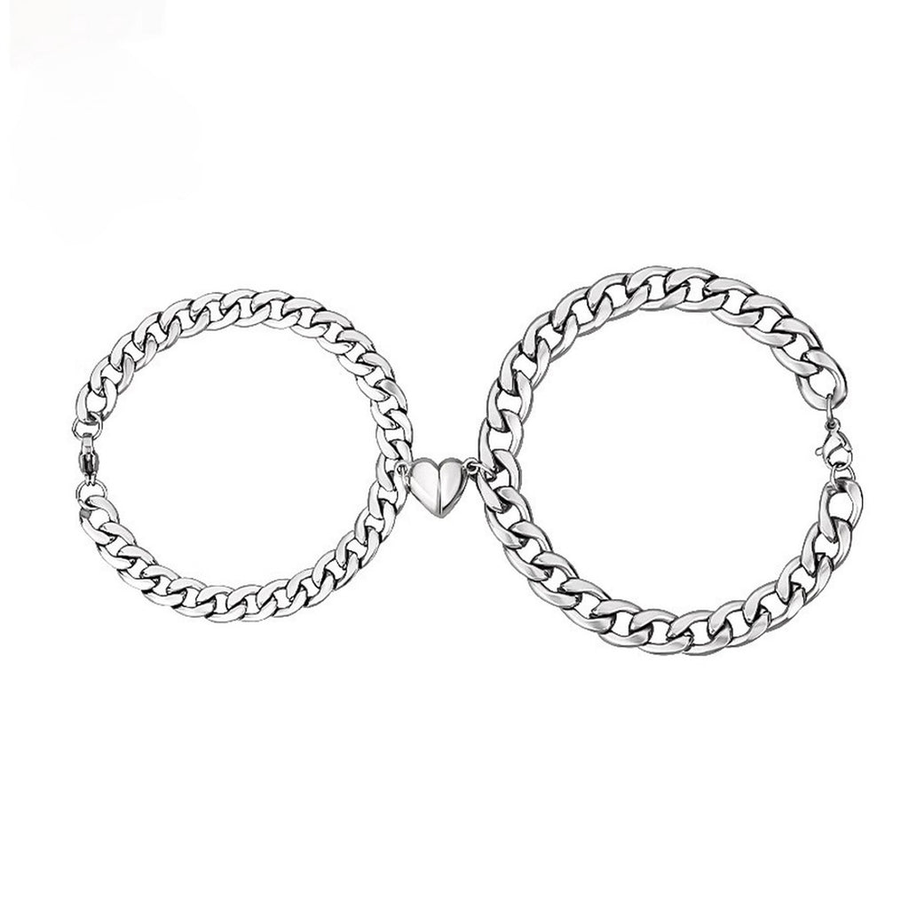 Titanium Steel Magnetic Heart Couple Bracelets – 6th Iron Anniversary Gift