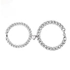 Customized Titanium Steel Couple Bracelets - 6th Iron Anniversary Magnetic Heart