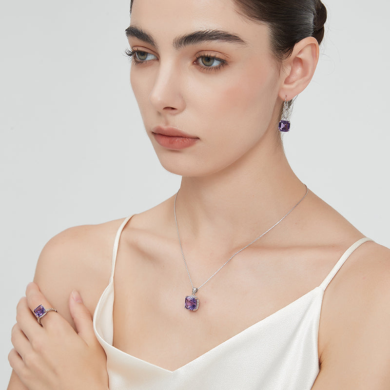 Lilac Series Square Sugar Amethyst Earrings