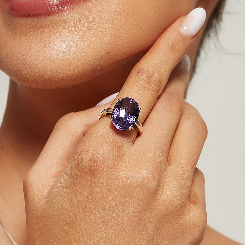 Natural Amethyst Niche Light Luxury Index Finger Ring