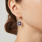 Lucky Clover Series Amethyst Four-Leaf Clover Earrings