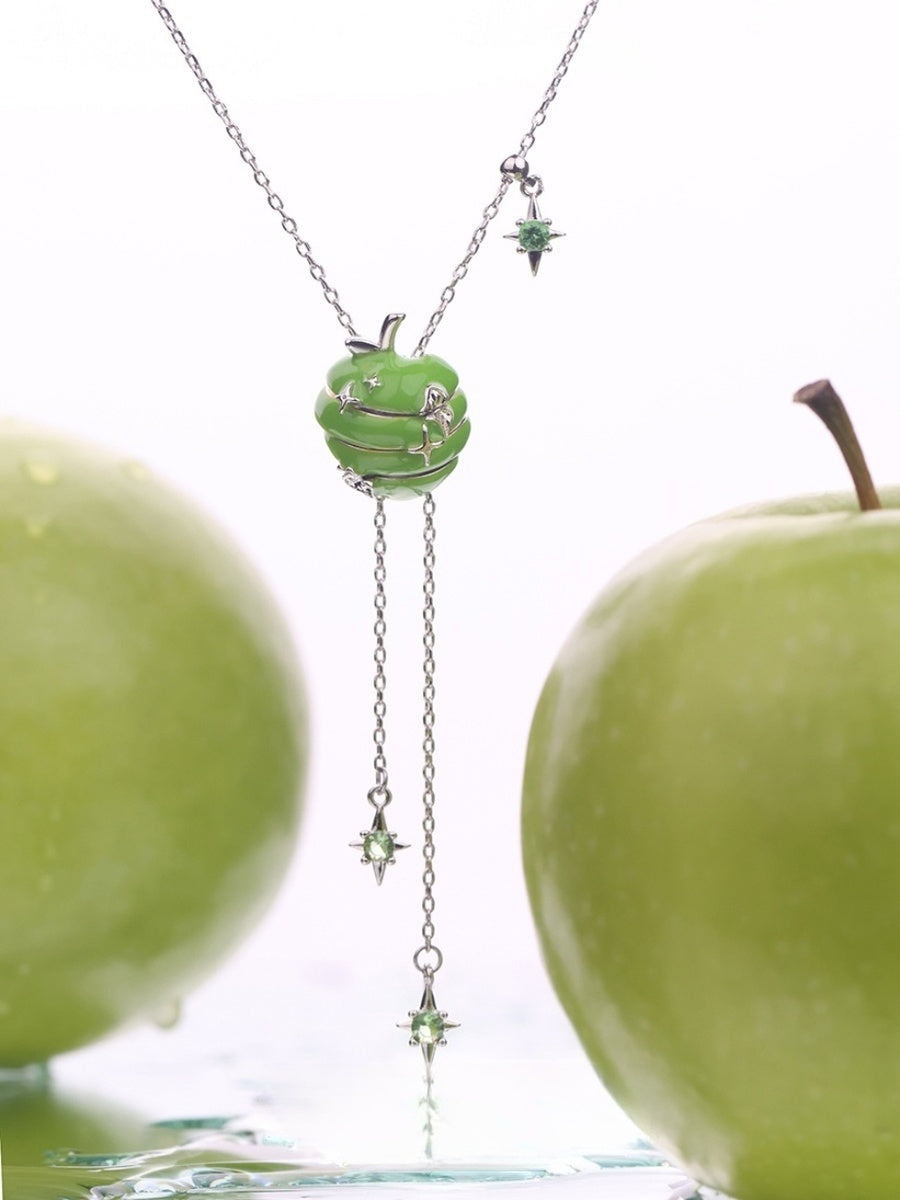 Customized Apple Slice 4th Fruit & Flower Wedding Necklace - Adjustable Engraved