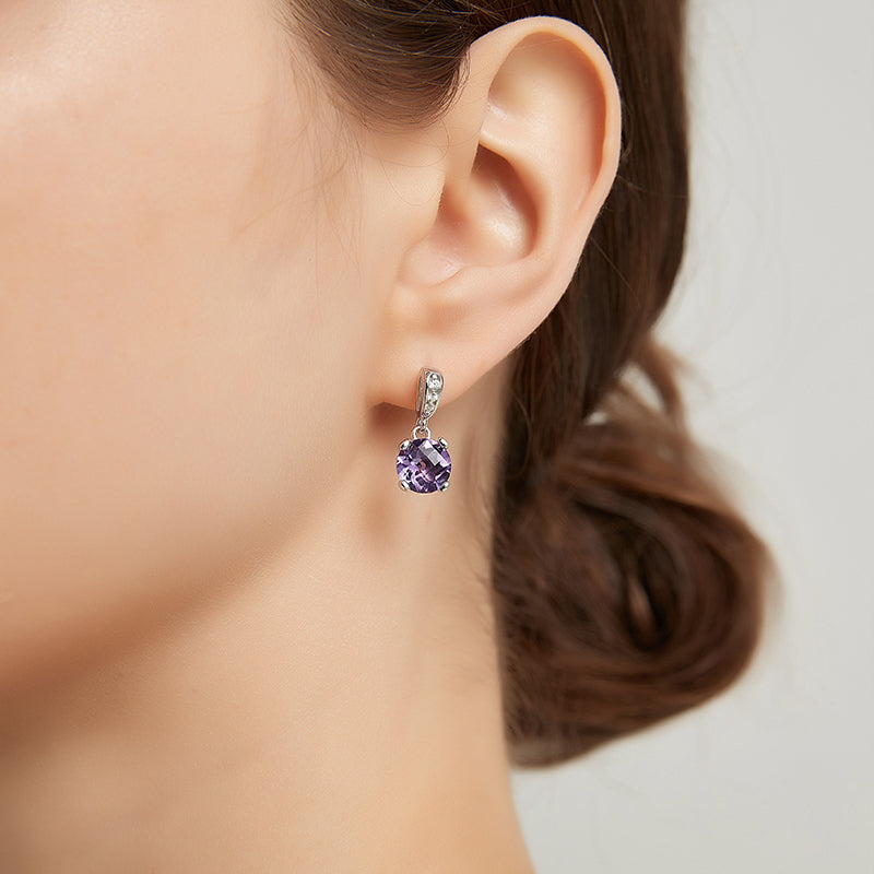 Wisteria Series Natural Amethyst Minimalist Commute Earrings