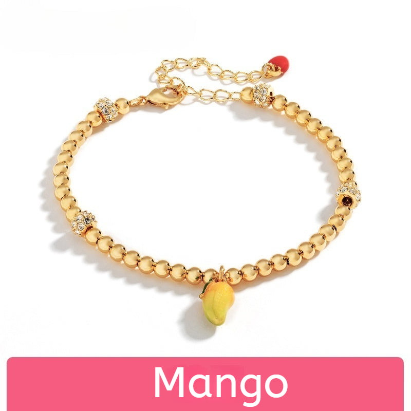 Customized Hand-Painted Enamel Fruit 4th Fruit & Flower Wedding Bracelet - 18K Gold-Plated