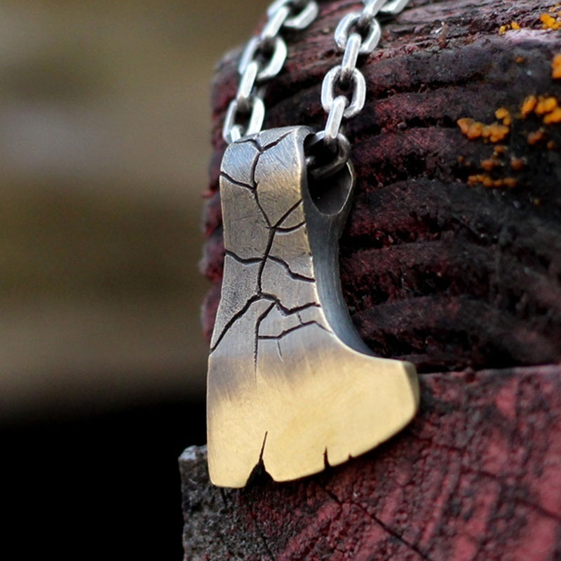 Customized Brass Battle Axe Pendant Necklace - 7th Anniversary Engraved