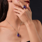 Natural Amethyst Multi-Gem Light Luxury Adjustable Open Ring