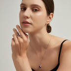 Phantom Galaxy Series Natural Amethyst Minimalist Adjustable Open Ring