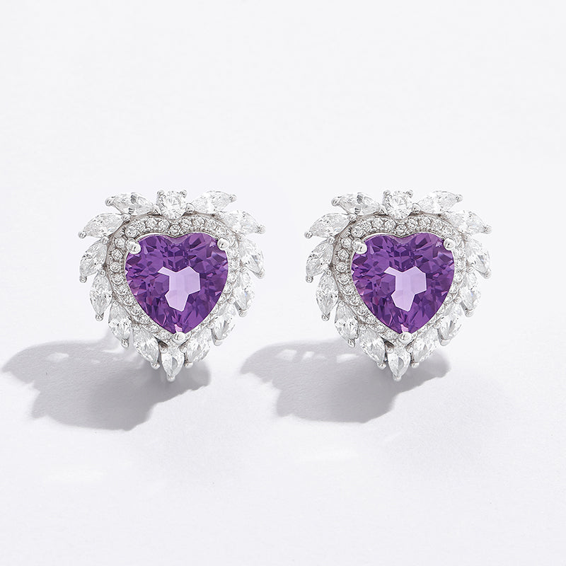 Heart of the Ocean Series Amethyst Heart Earrings
