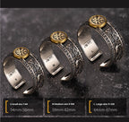 Customized S925 Silver-Copper Viking Rune Ring - 7th Anniversary Engraved Adjustable