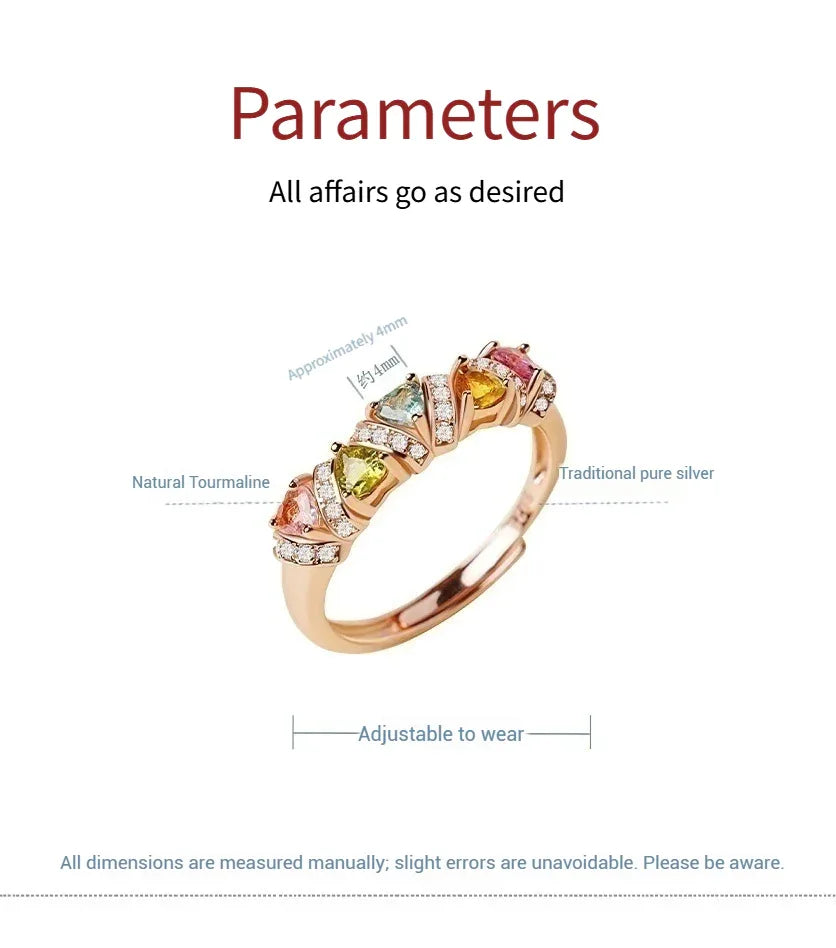 Customized Colorful Tourmaline Ring - 8th Anniversary Ancient Silver Craft - OOAKB