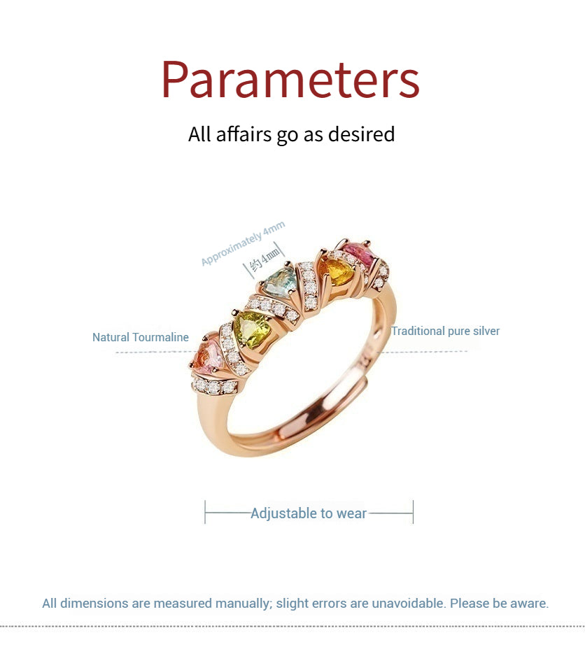 Customized Colorful Tourmaline Ring - 8th Anniversary Ancient Silver Craft