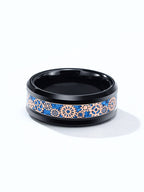 Customized Ceramic Gear Tungsten Ring - 9th Anniversary Engraved Blue Carbon Fiber