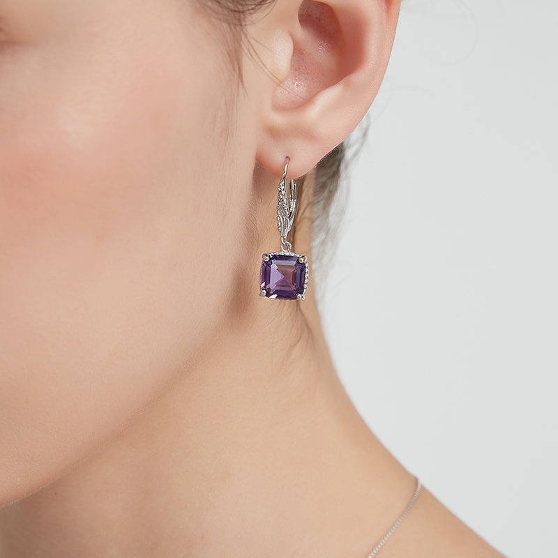 Lilac Series Square Sugar Amethyst Earrings