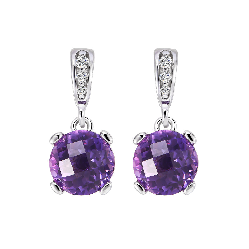 Wisteria Series Natural Amethyst Minimalist Commute Earrings