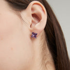 Star Wish Series Four-Leaf Clover Amethyst Earrings