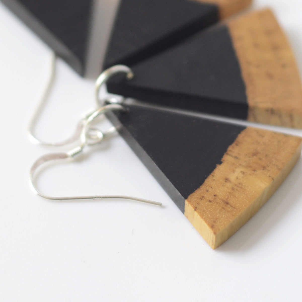 Handmade Wooden Triangle Earrings – 5th Wood Anniversary Gift for Wife, Minimalist Natural Wood Jewelry