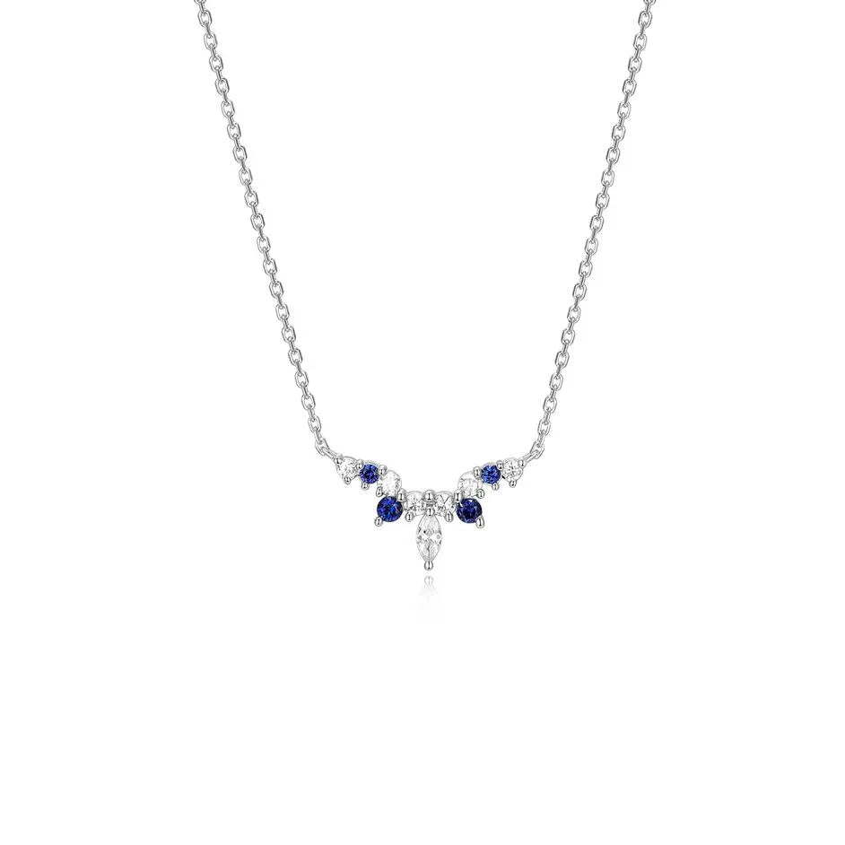 Sapphire S925 Silver Crown-Shape Necklace - OOAKB