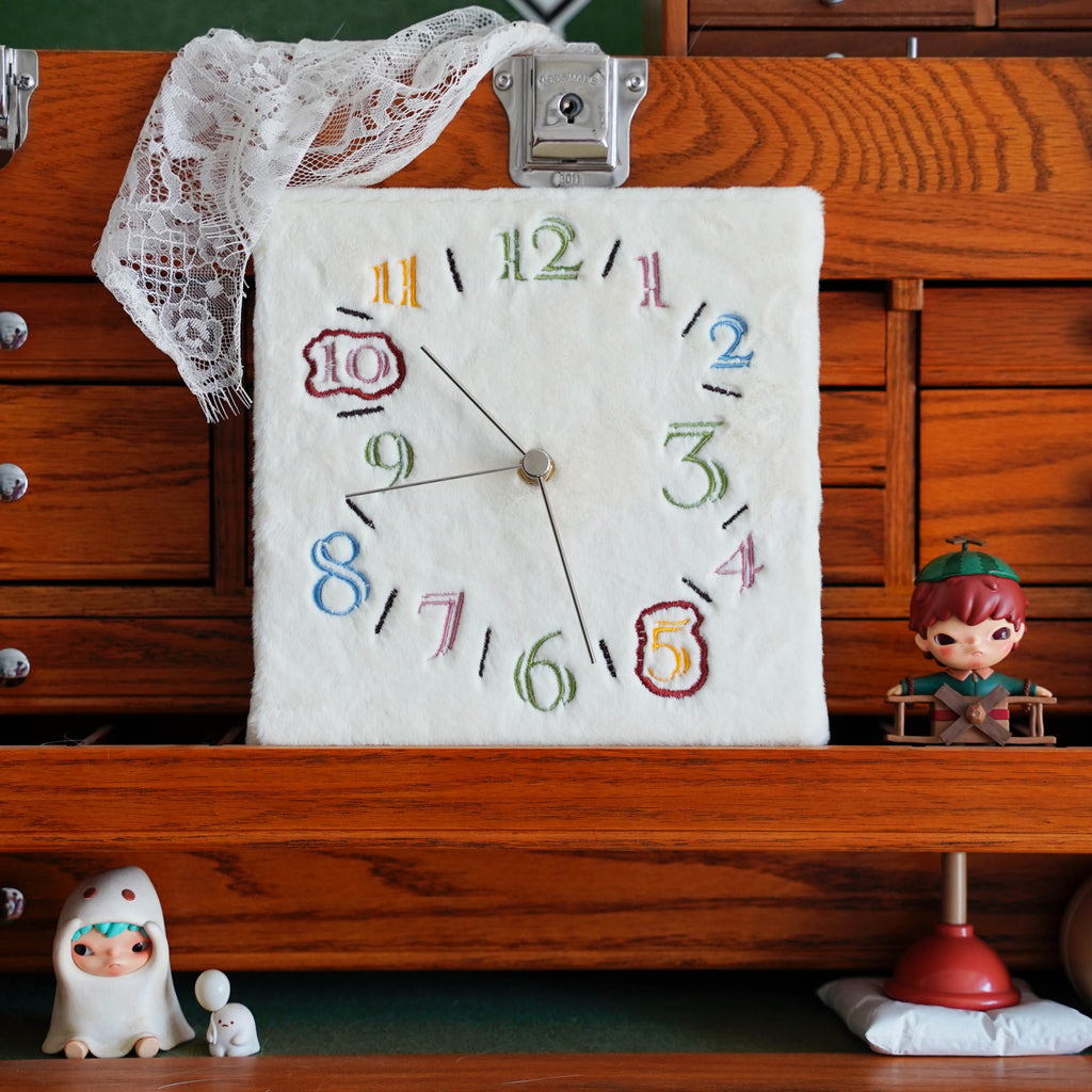 Handmade Personalized Memory Clock — Custom Meaningful Date Embroidered Wall Clock | Cotton & Linen Anniversary Gift | Highlight Your Numbers