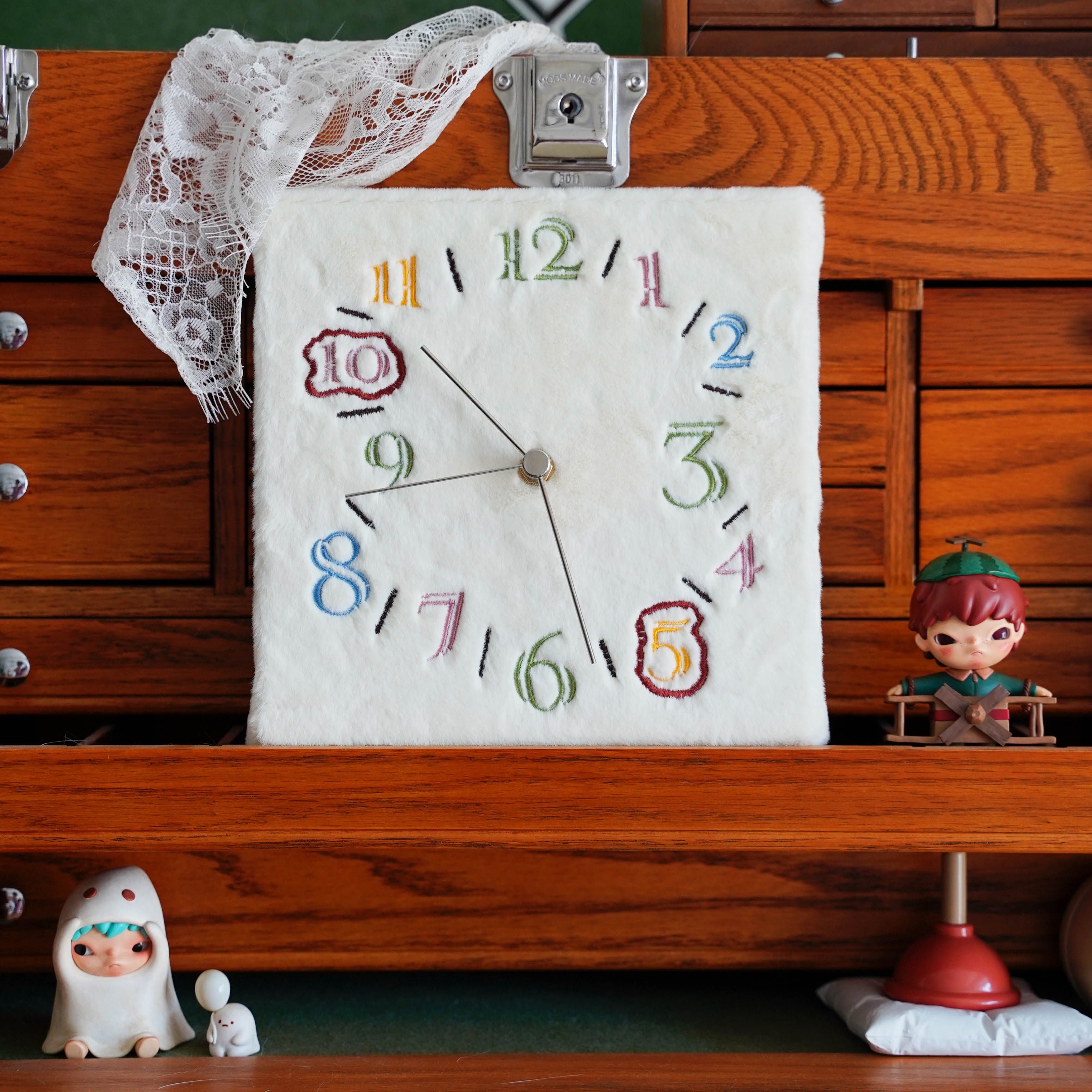 Handmade Personalized Memory Clock — Custom Meaningful Date Embroidered Wall Clock | Cotton & Linen Anniversary Gift | Highlight Your Numbers