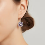 Lucky Clover Series Amethyst Four-Leaf Clover Earrings