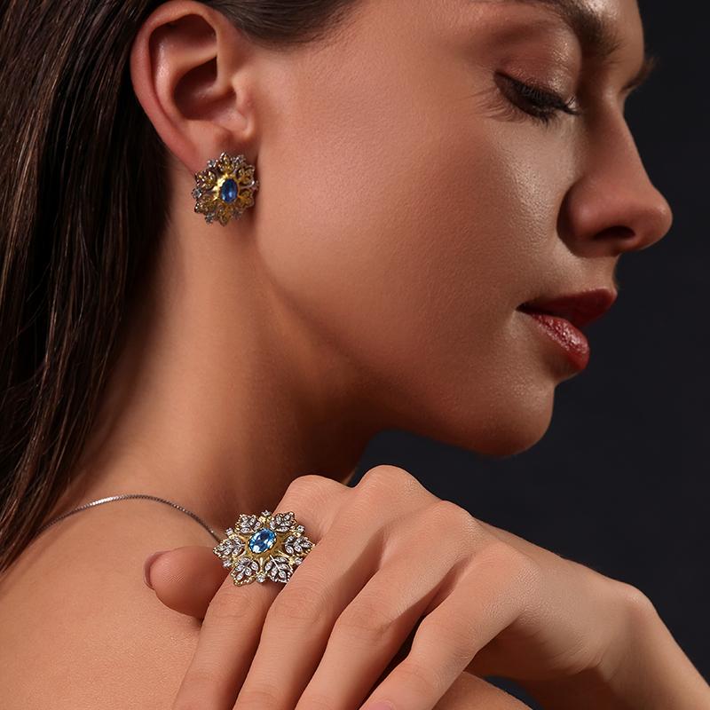 Topaz S925 Silver Snowflake Earrings