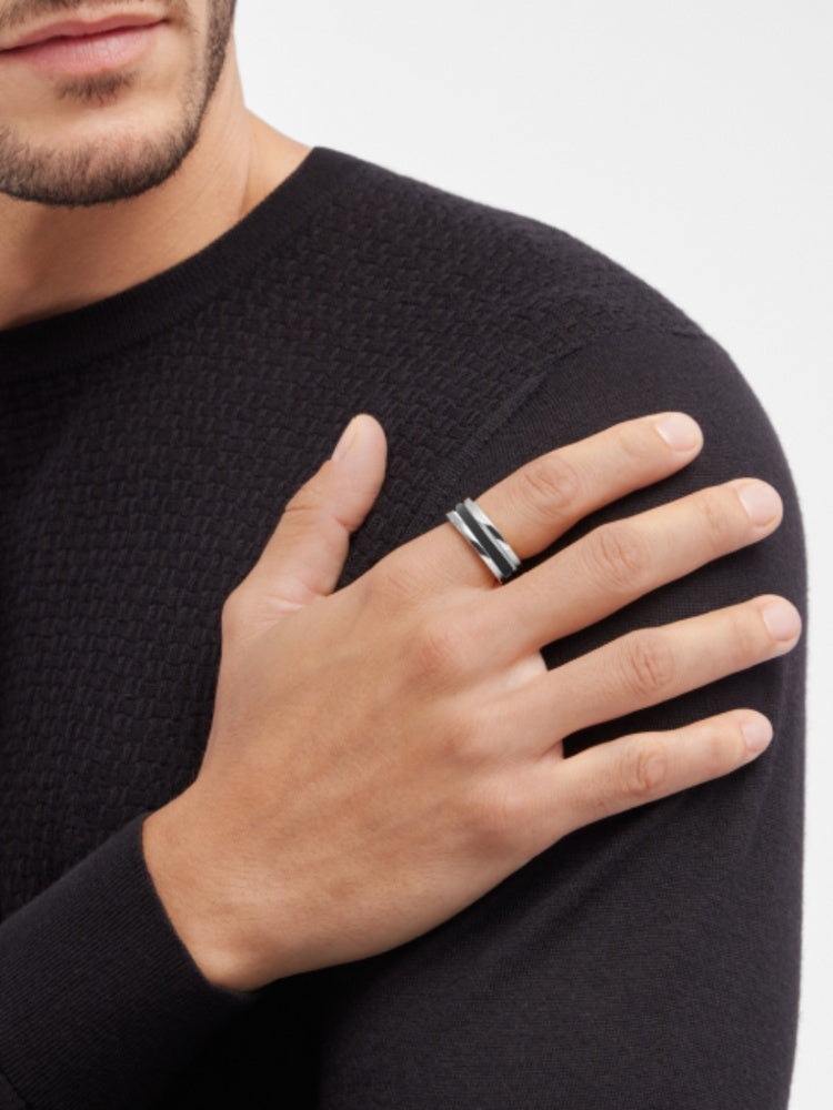 Customized 9th Anniversary Ceramic Gear Ring - Handcrafted Titanium Steel for Timeless Bond